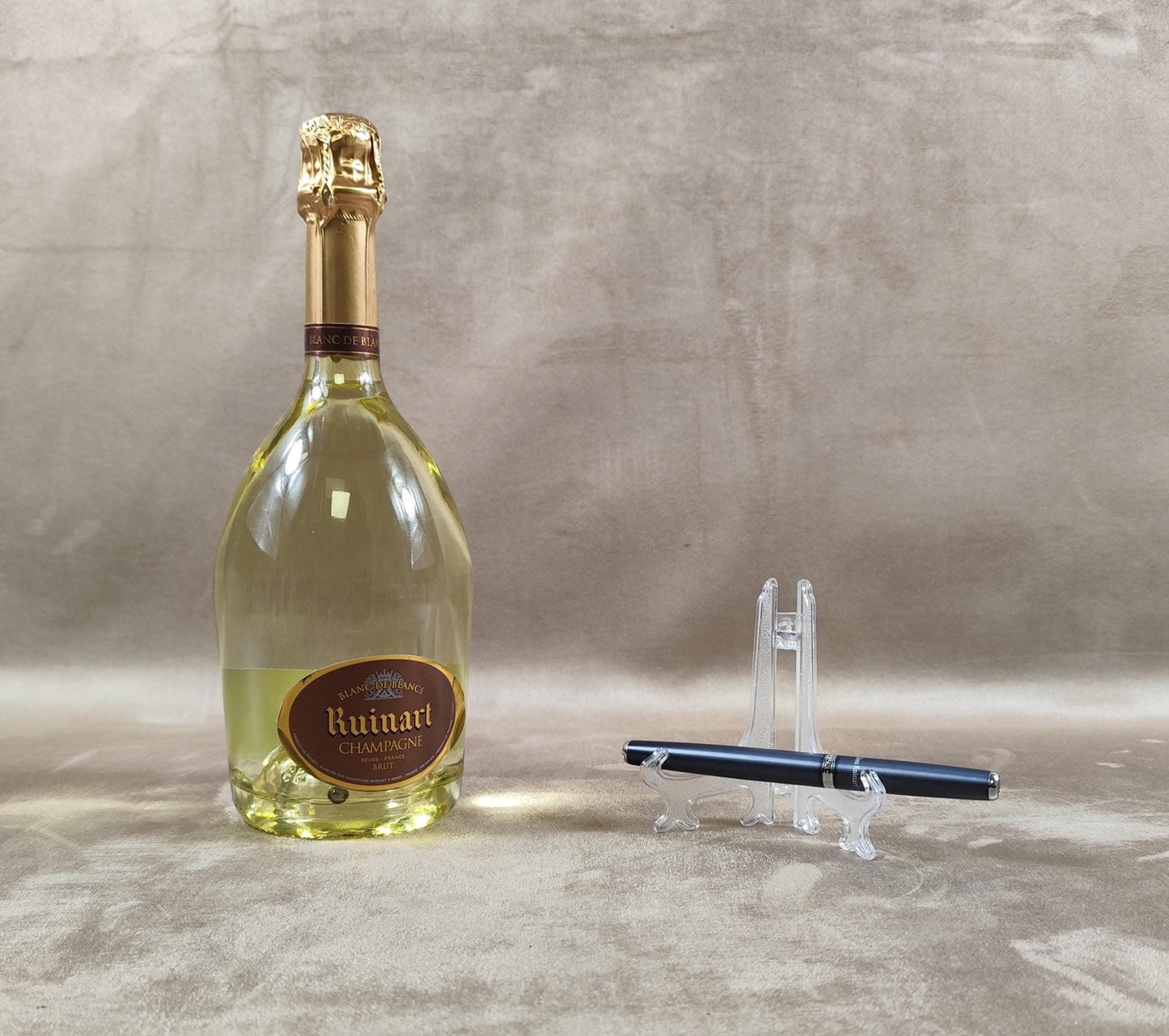 RARE Stylo roller Dom Ruinart gris métal Made in France Vintage 1980