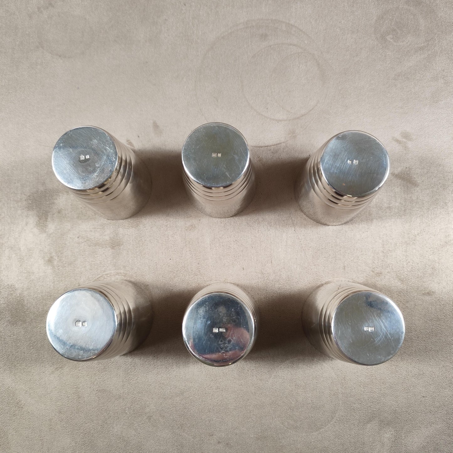 Lot de 6 verres à liqueurs en Métal Argenté avec Poinçon d'Orfèvre Made in France Vintage 1900