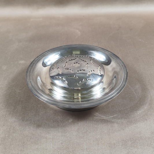 VERY RARE Moule à beurre Coquillor par Beurrier Décor en métal argenté Poinçon d'Orfèvre Made in France Vintage 1950