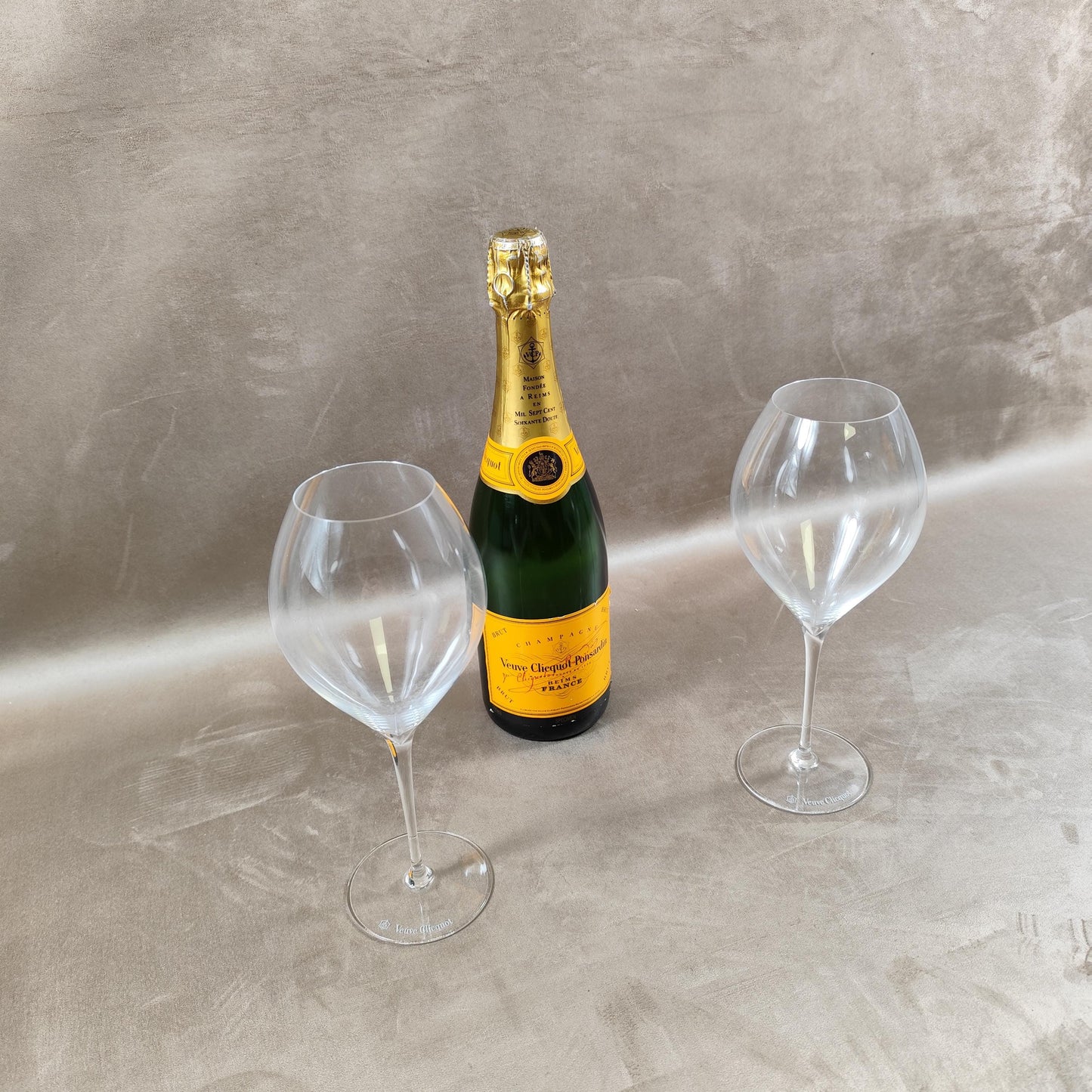 Coffret de 2 Flûtes Veuve Clicquot Ponsardin en cristal Made in France Vintage 1990