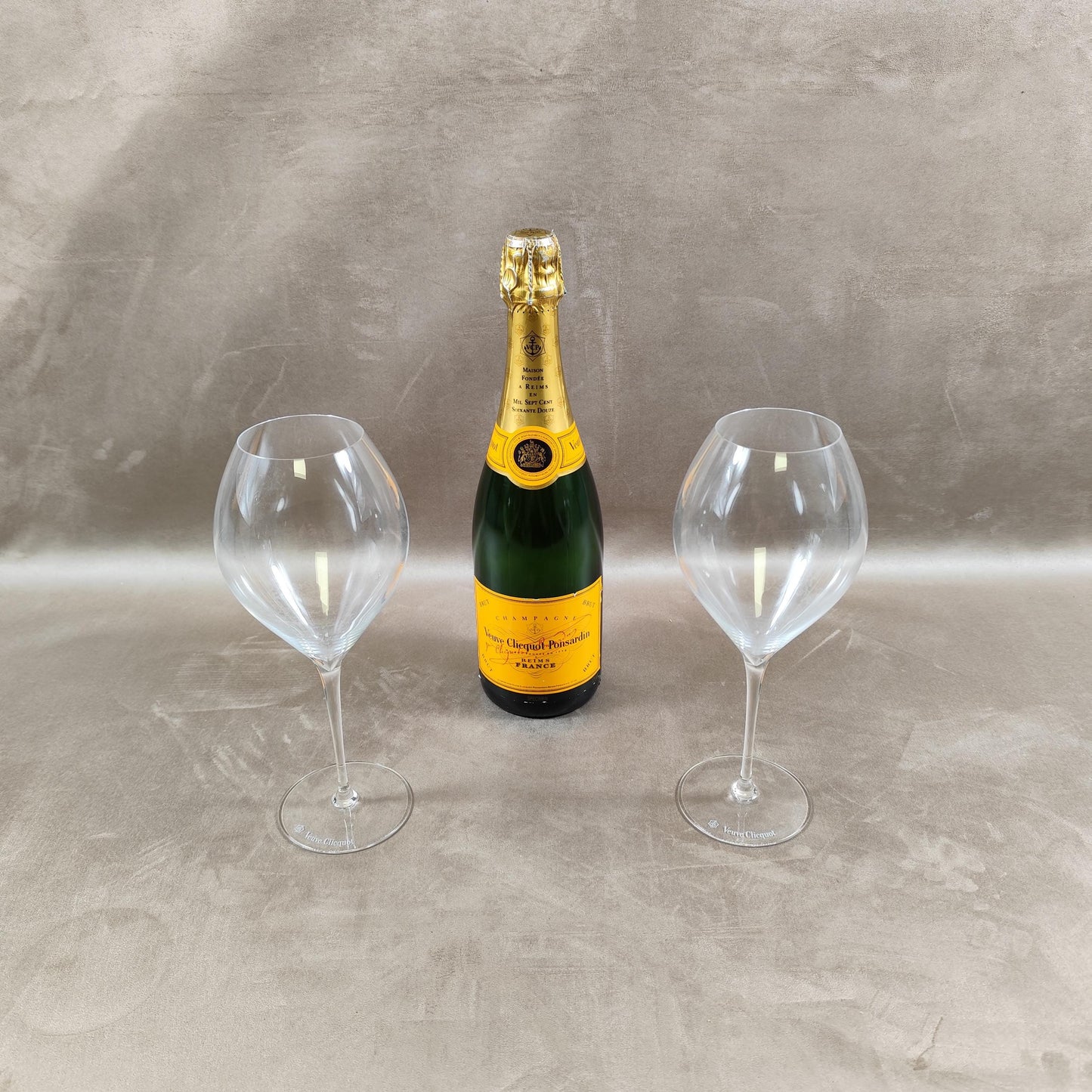 Coffret de 2 Flûtes Veuve Clicquot Ponsardin en cristal Made in France Vintage 1990