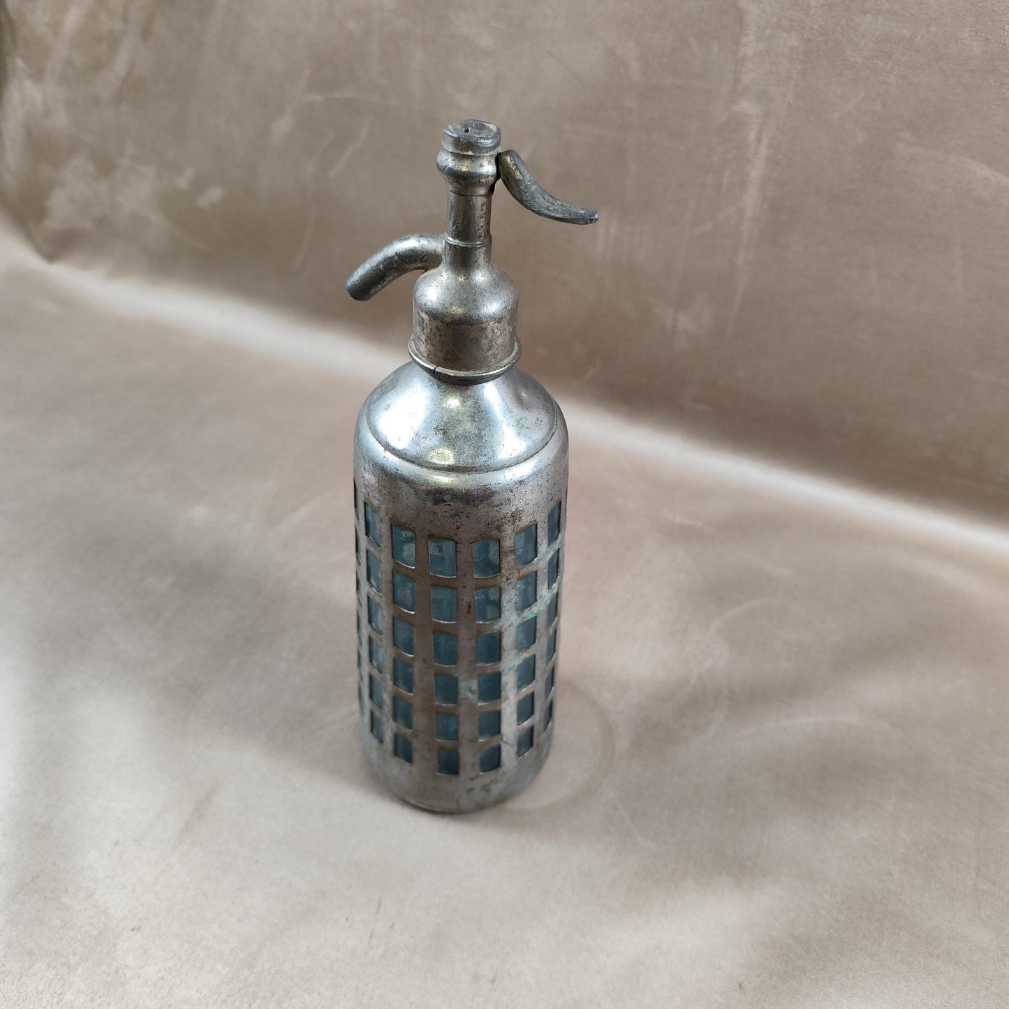 RARE Siphon à eau de seltz en verre et etain sans plomb Made in France vintage  1920