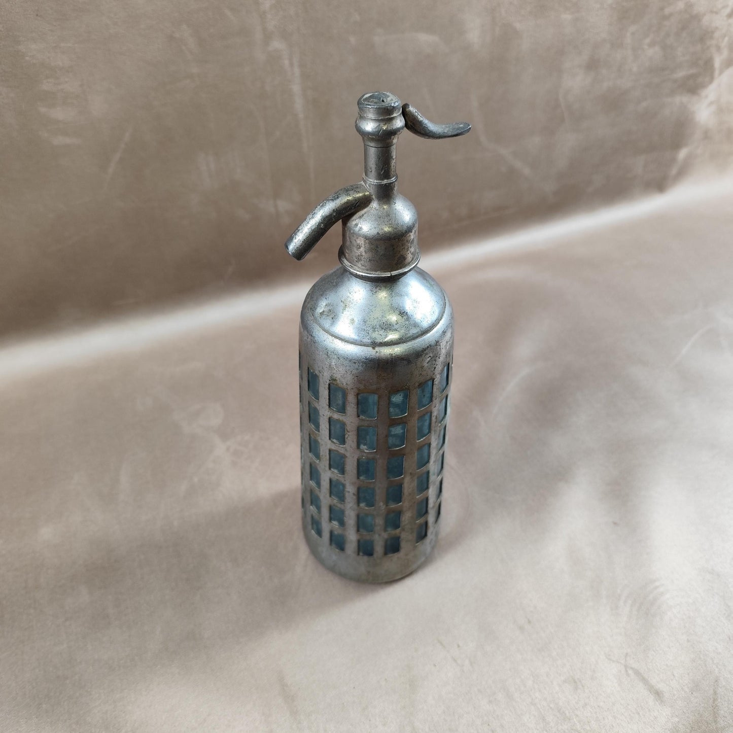 RARE Siphon à eau de seltz en verre et etain sans plomb Made in France vintage  1920