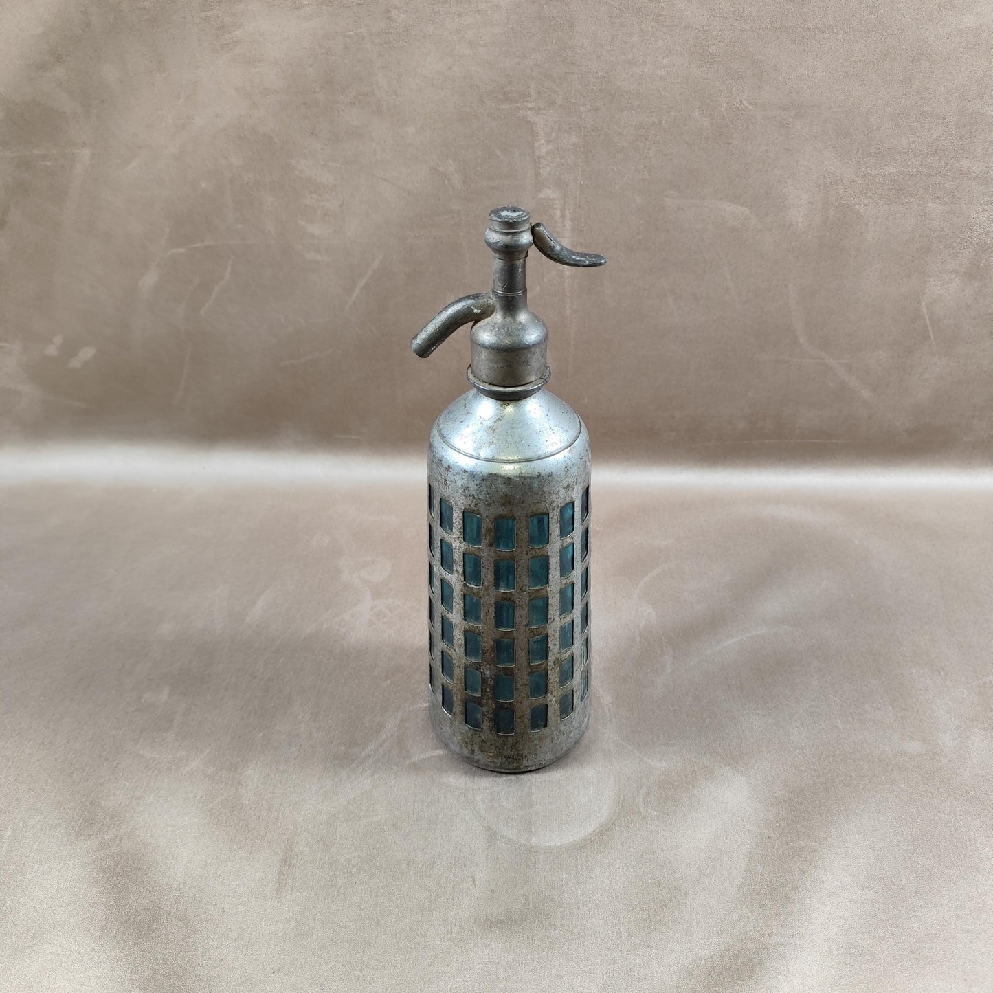 RARE Siphon à eau de seltz en verre et etain sans plomb Made in France vintage 1920