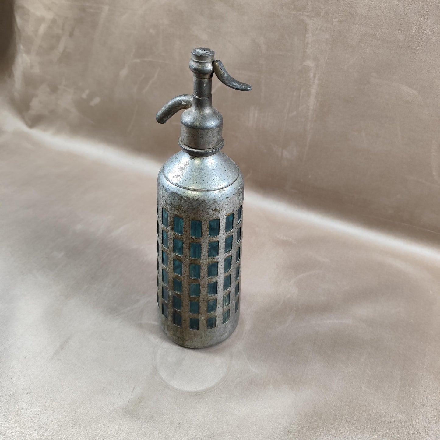 RARE Siphon à eau de seltz en verre et etain sans plomb Made in France vintage 1920