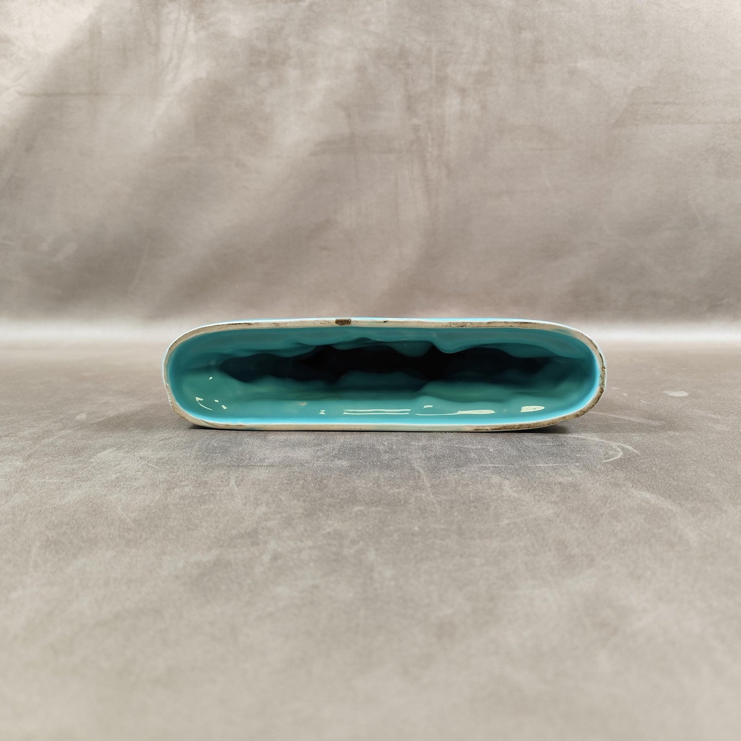 Cerf Art Déco signé St Clément en faïence émaillée bleu numéroté 587-2 Made in France Vintage 1930