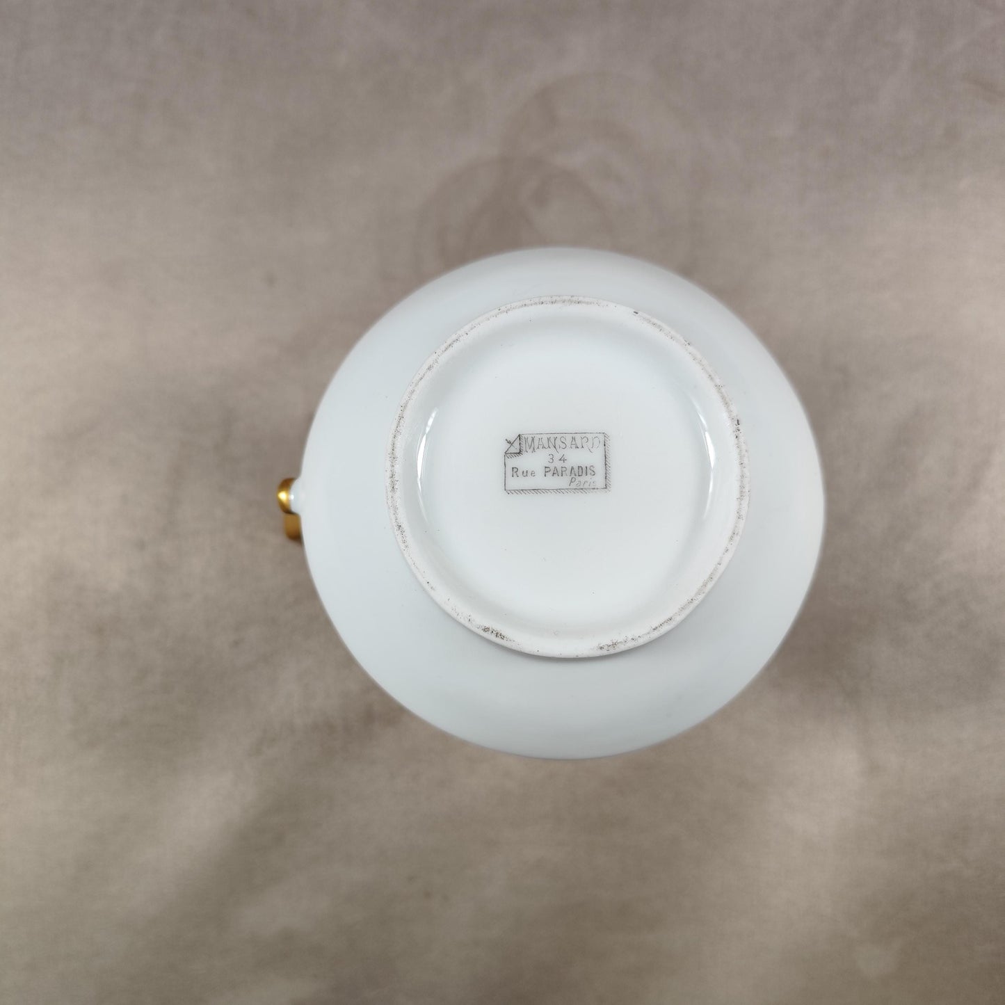 Pichet pot à lait Mansard Rue de Paradis en porcelaine blanche Made in France Vintage 1900