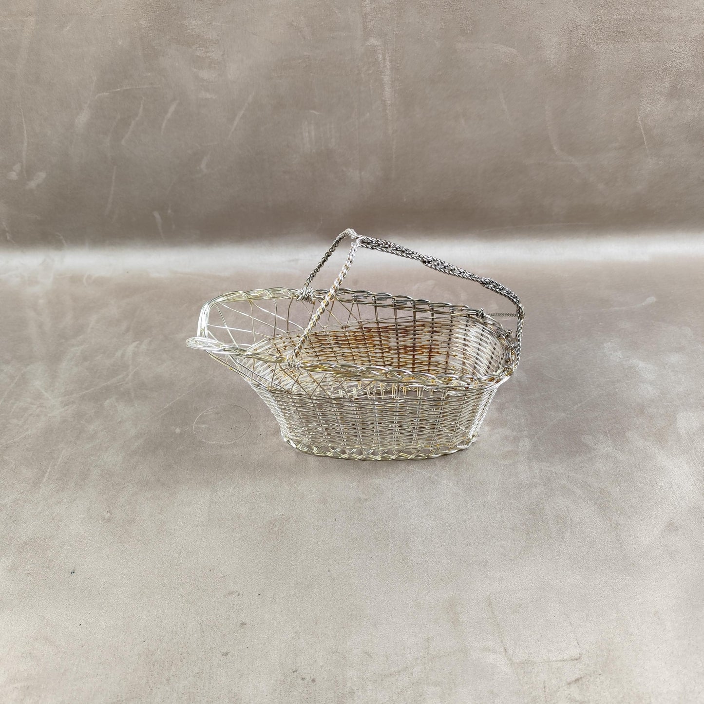 Panier Porte Bouteille en Métal Argenté Made in France Vintage 1900