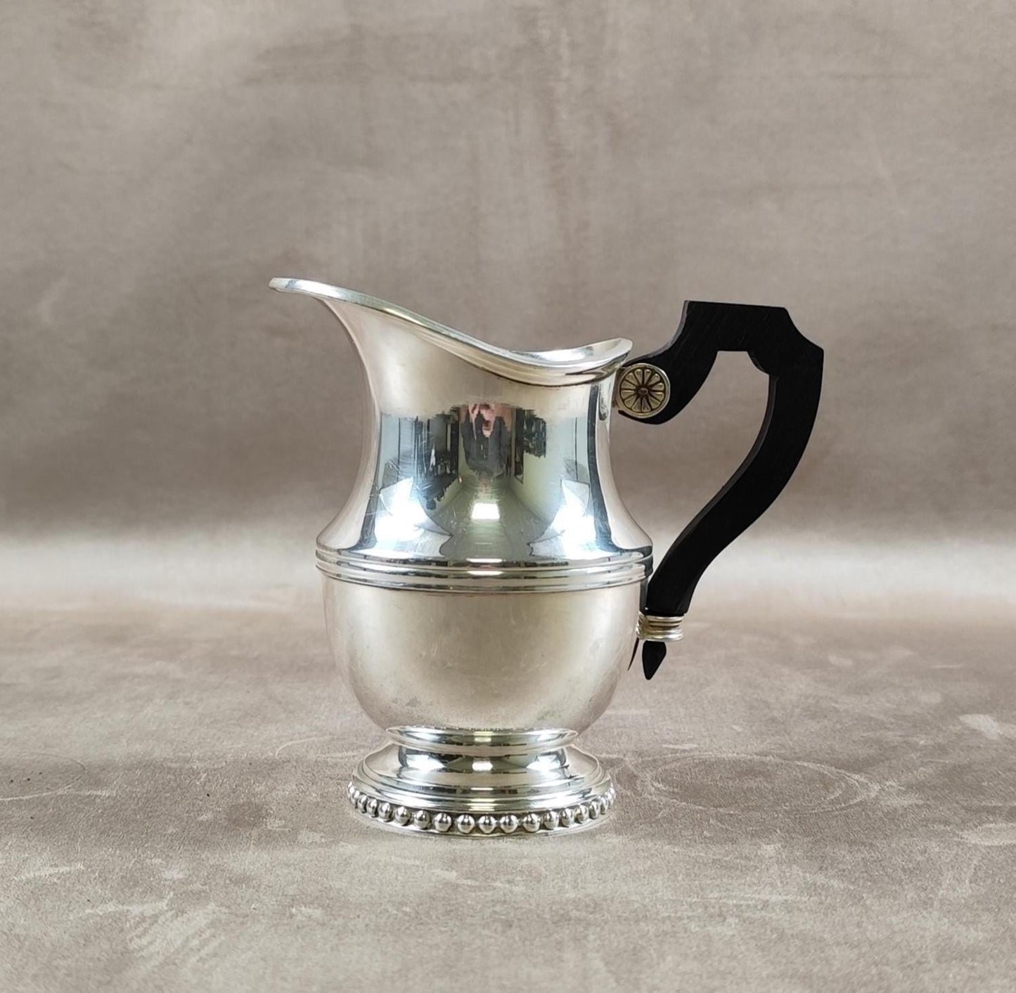 Pichet pot à lait en métal argenté Ercuis Made in France Vintage 1960