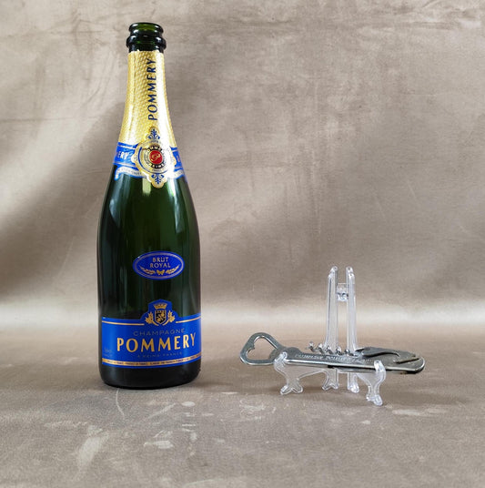 Décapsuleur, Tire-bouchon Champagne Pommery en métal Made in France Vintage 1970