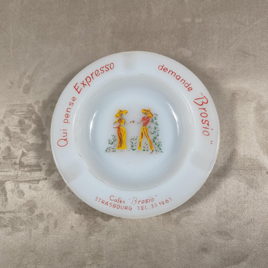 Cendrier Publicitaire Café Brosio en verre Made in France Vintage 1970