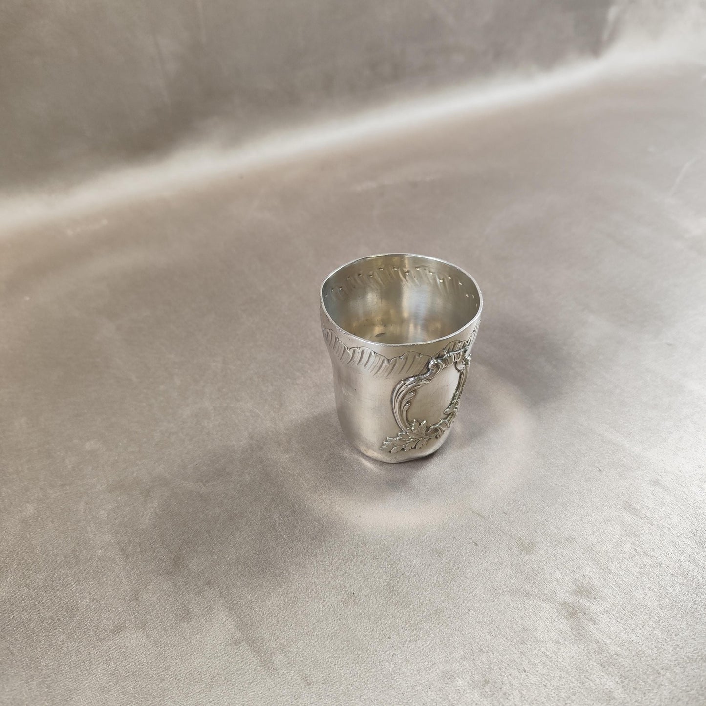 Timbale de baptême en métal argenté Poinçon d'orfèvre Boulenger Made in France Vintage 1950