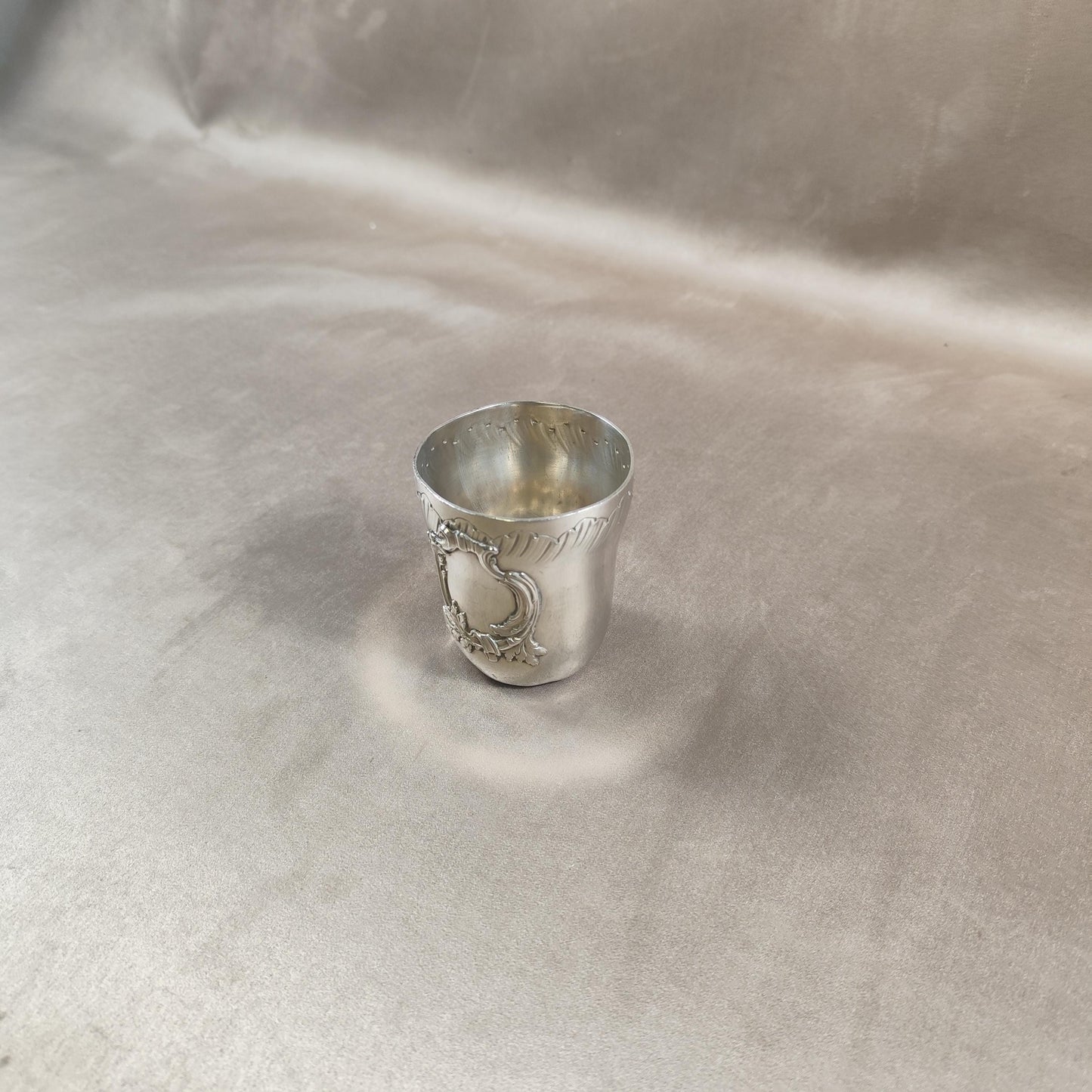 Timbale de baptême en métal argenté Poinçon d'orfèvre Boulenger Made in France Vintage 1950