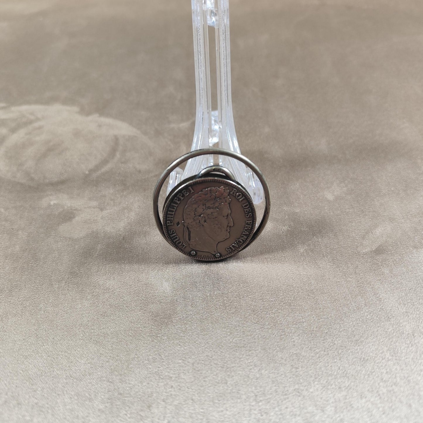 RARE Pince à documents pièce de 5 Francs en argent massif 925 Louis Phillipe Made in France Vintage 1900