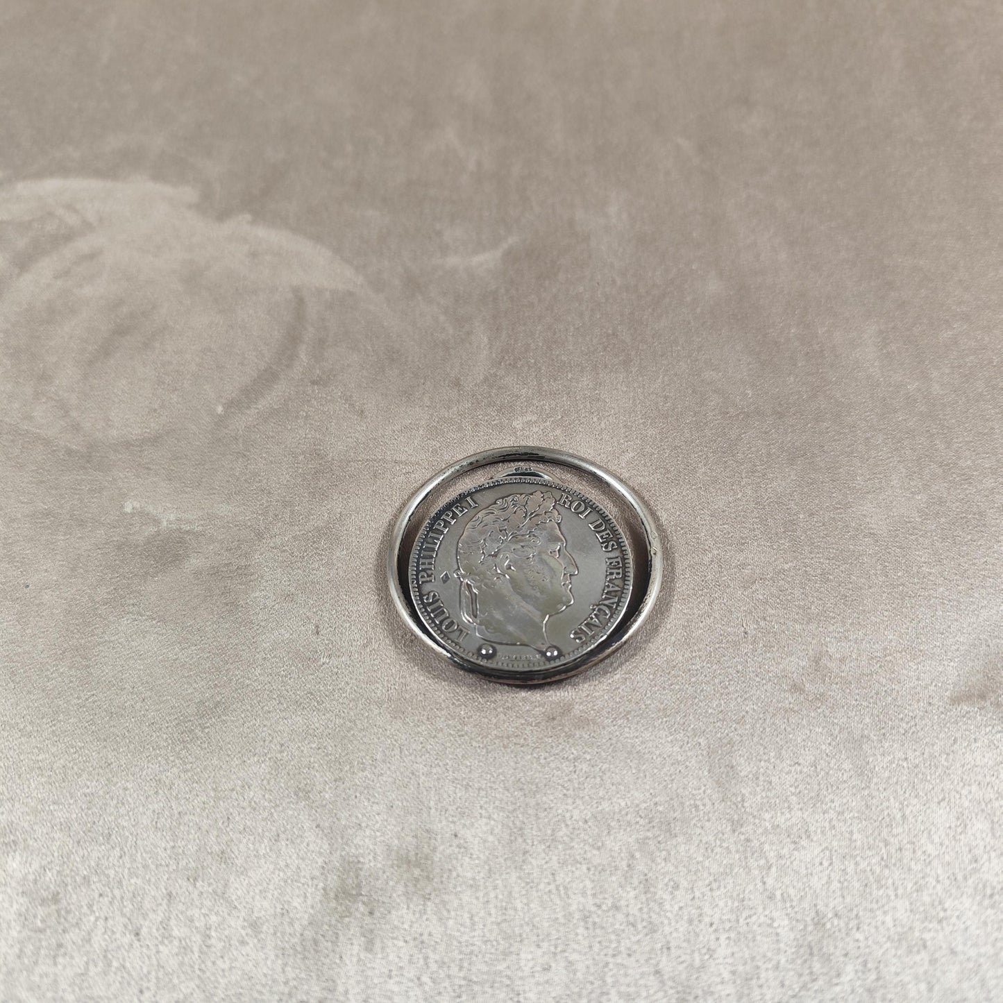 RARE Pince à documents pièce de 5 Francs en argent massif 925 Louis Phillipe Made in France Vintage 1900