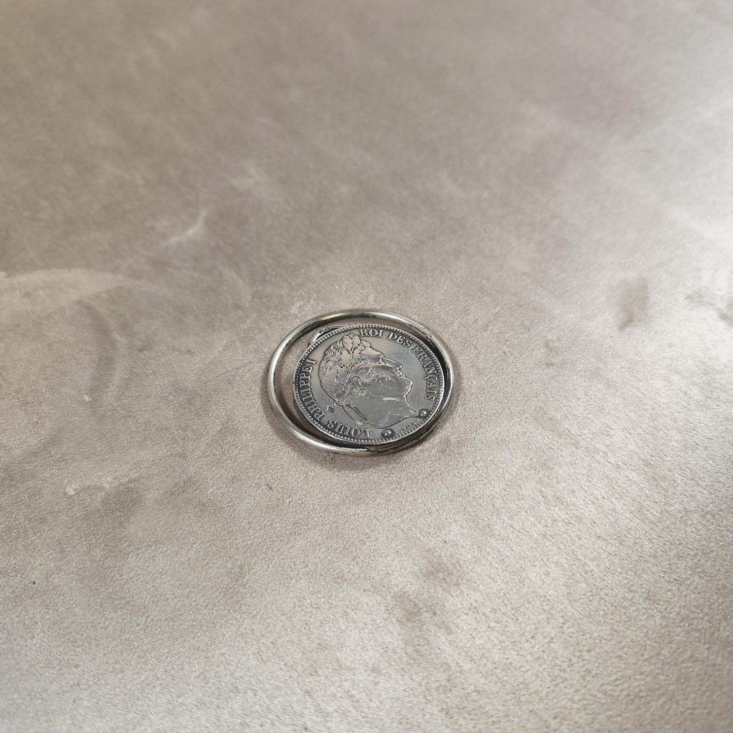 RARE Pince à documents pièce de 5 Francs en argent massif 925 Louis Phillipe Made in France Vintage 1900