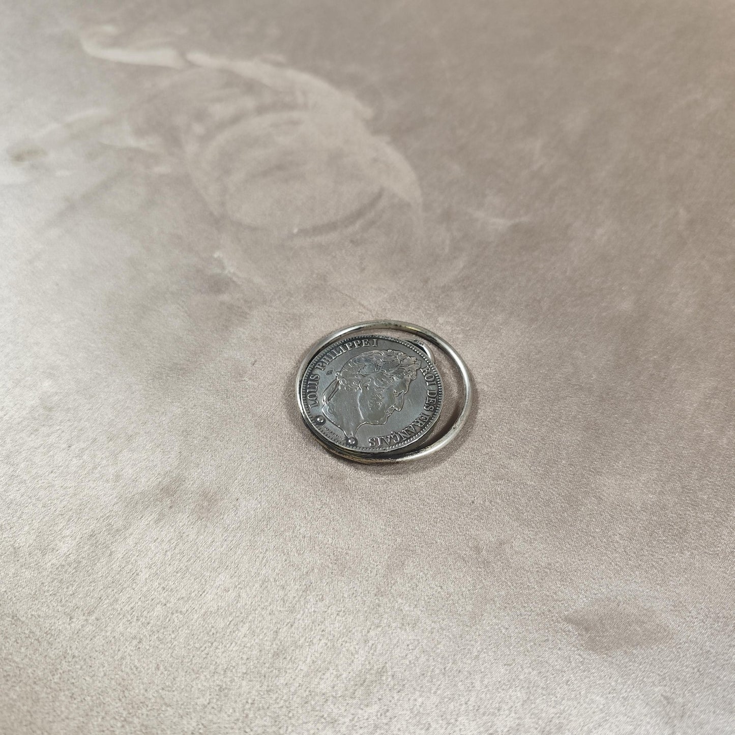 RARE Pince à documents pièce de 5 Francs en argent massif 925 Louis Phillipe Made in France Vintage 1900