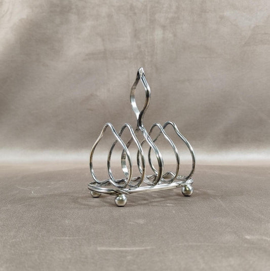 Porte-toast en métal argenté décor à jonc noué Made in France Vintage 1900