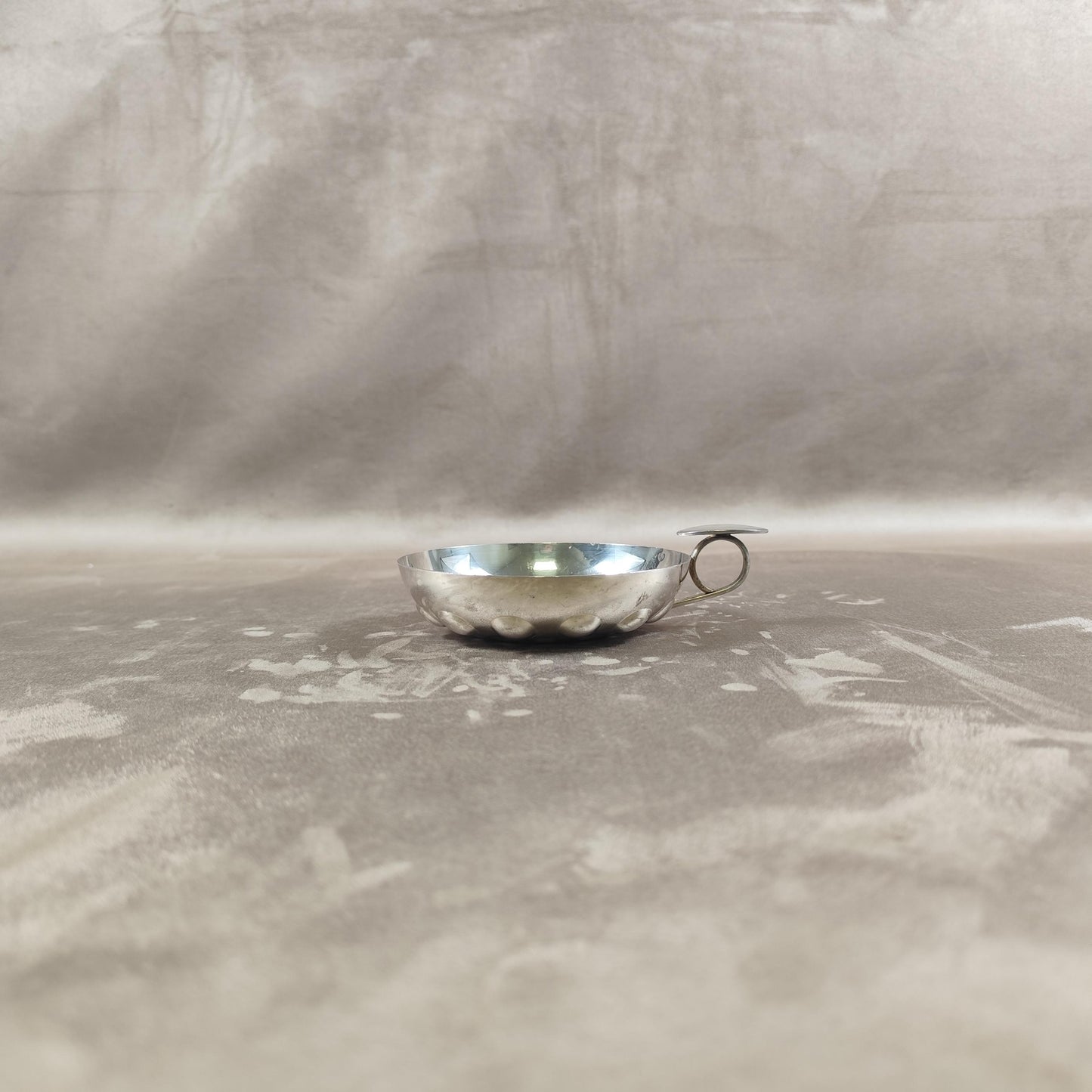 Tastevin en métal argenté avec Poinçon d'Orfèvre Made in France Vintage 1950