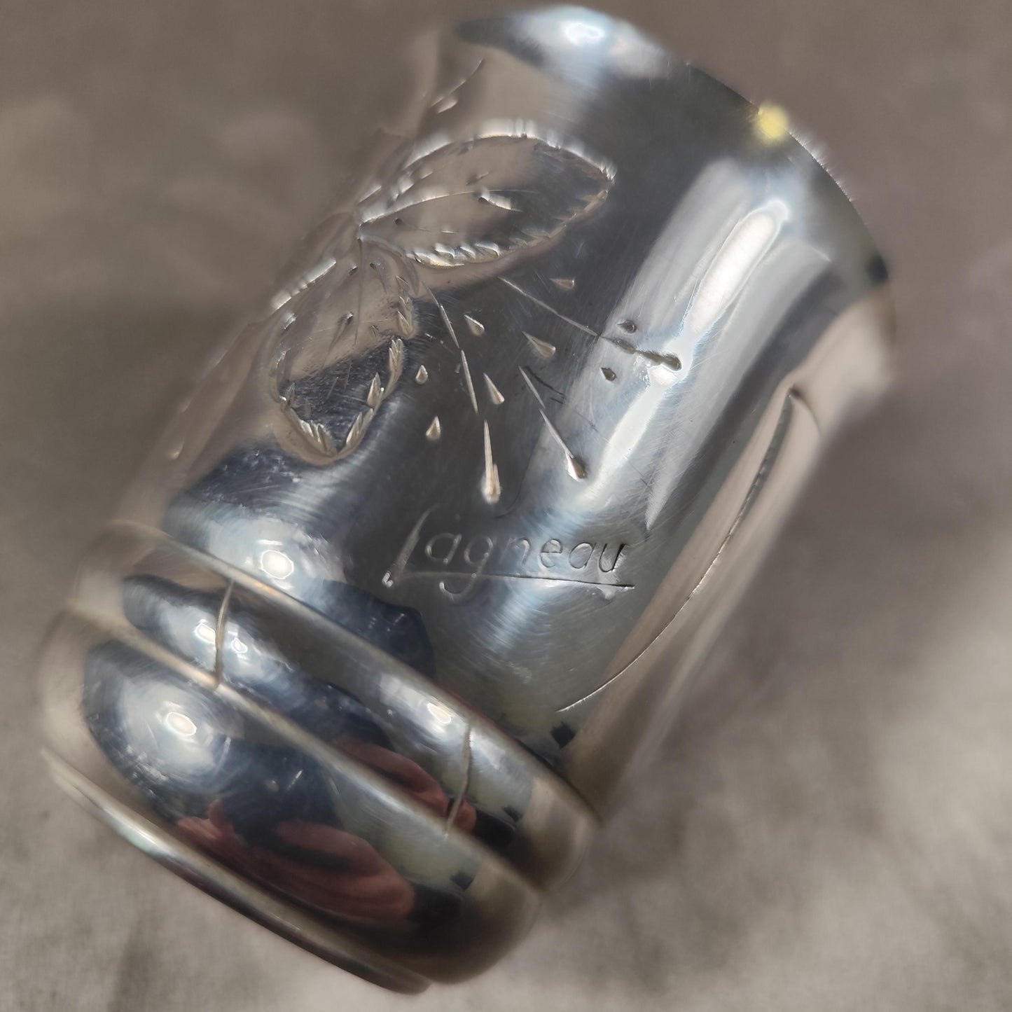 Timbale de baptême en métal argenté Poinçon d'orfèvre Fagneau Made in France Vintage 1950