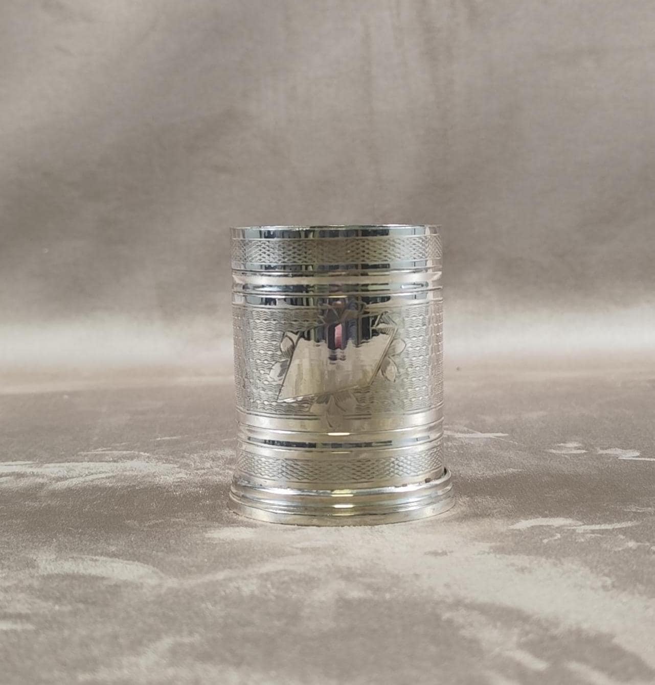 Timbale de baptême en métal argenté Poinçon d'orfèvre Léon Paris Made in France Vintage 1950