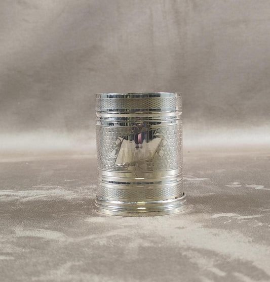 Timbale de baptême en métal argenté Poinçon d'orfèvre Léon Paris Made in France Vintage 1950