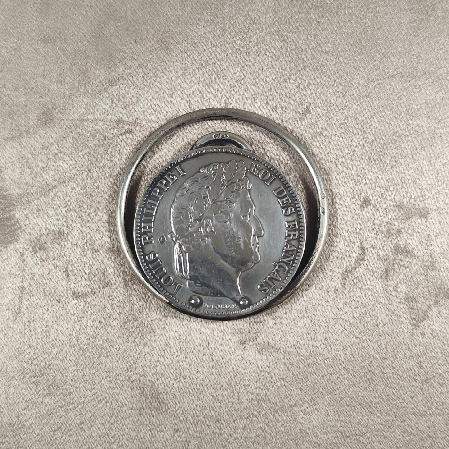 RARE Pince à documents pièce de 5 Francs en argent massif 925 Louis Phillipe Made in France Vintage 1900