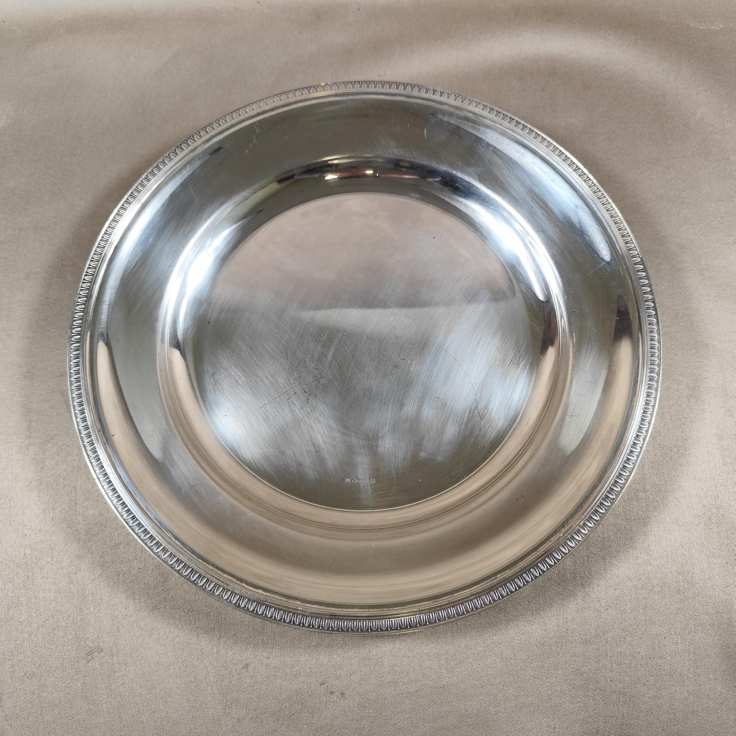 Plat Christofle en métal argenté ligne Malmaison avec poinçon d'orfèvre Made in France Vintage 1900