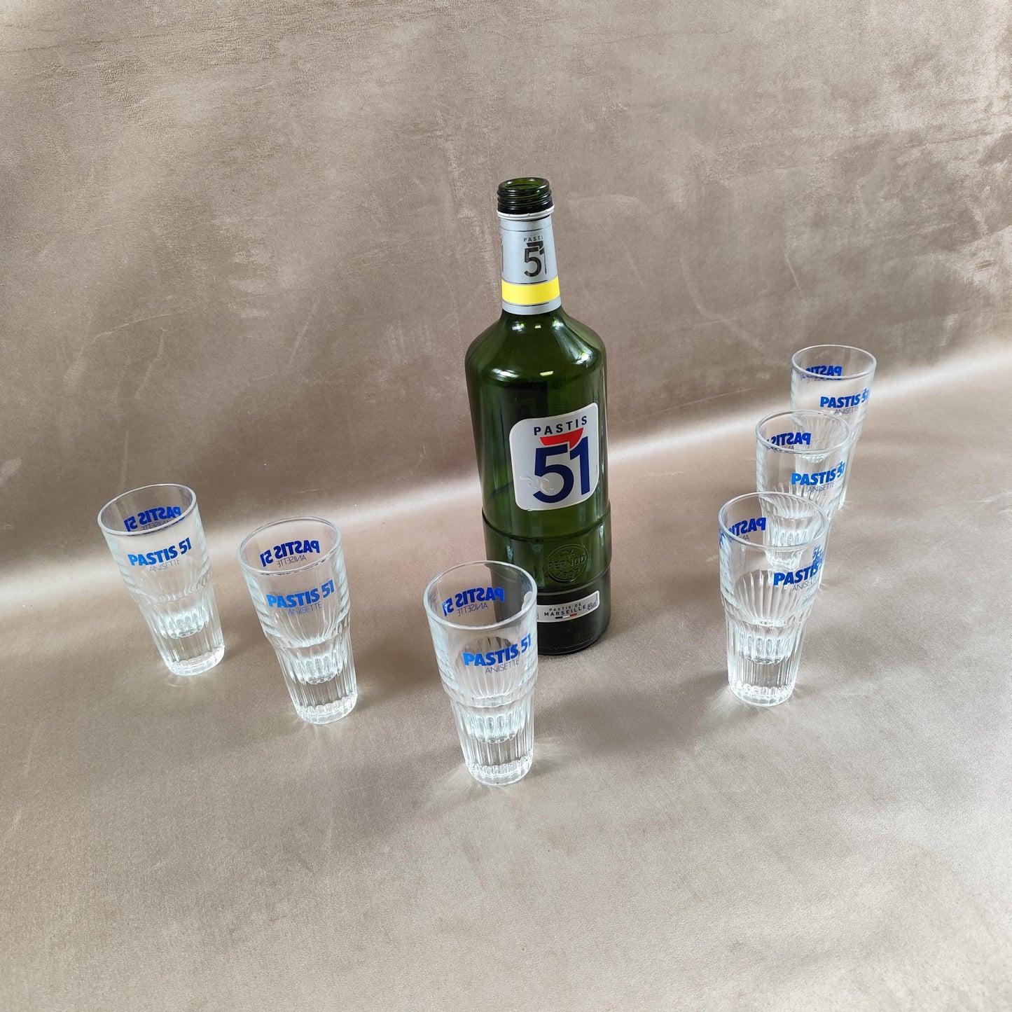 Lot de 6 verres Pastis 51 Anisette Made in France Vintage 1970