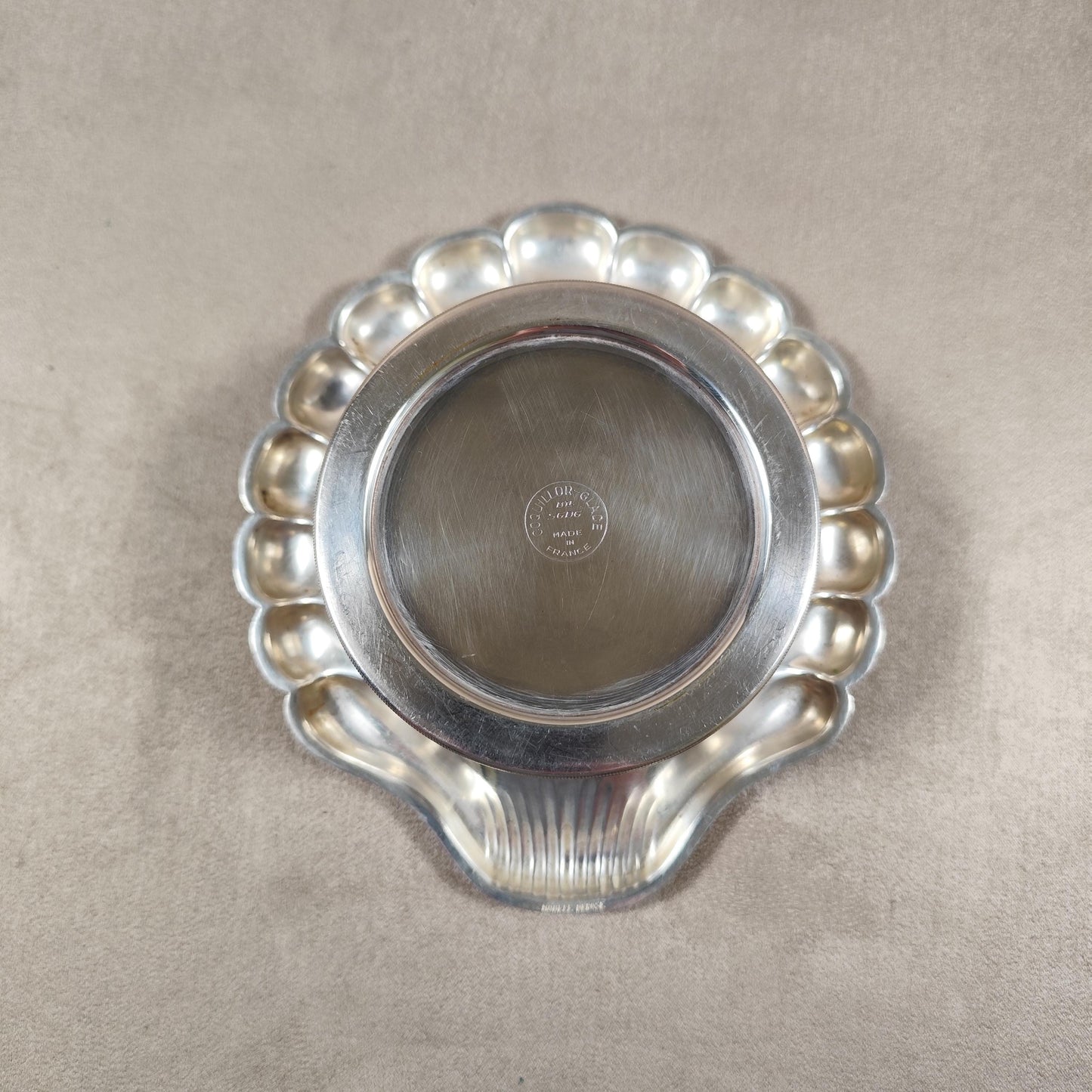 VERY RARE Moule à beurre glacé Coquillor en métal argenté Made in France Vintage 1950