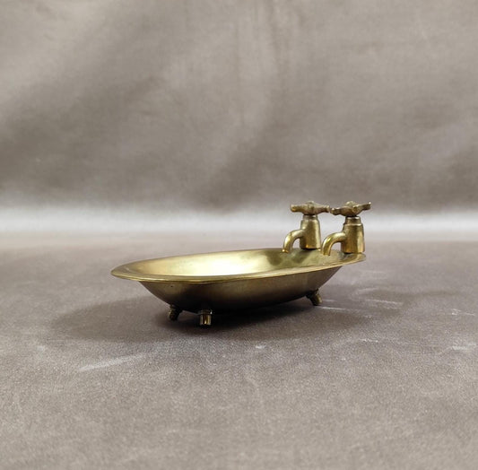 Porte savon en laiton massif en forme de baignoire Made in France 1980