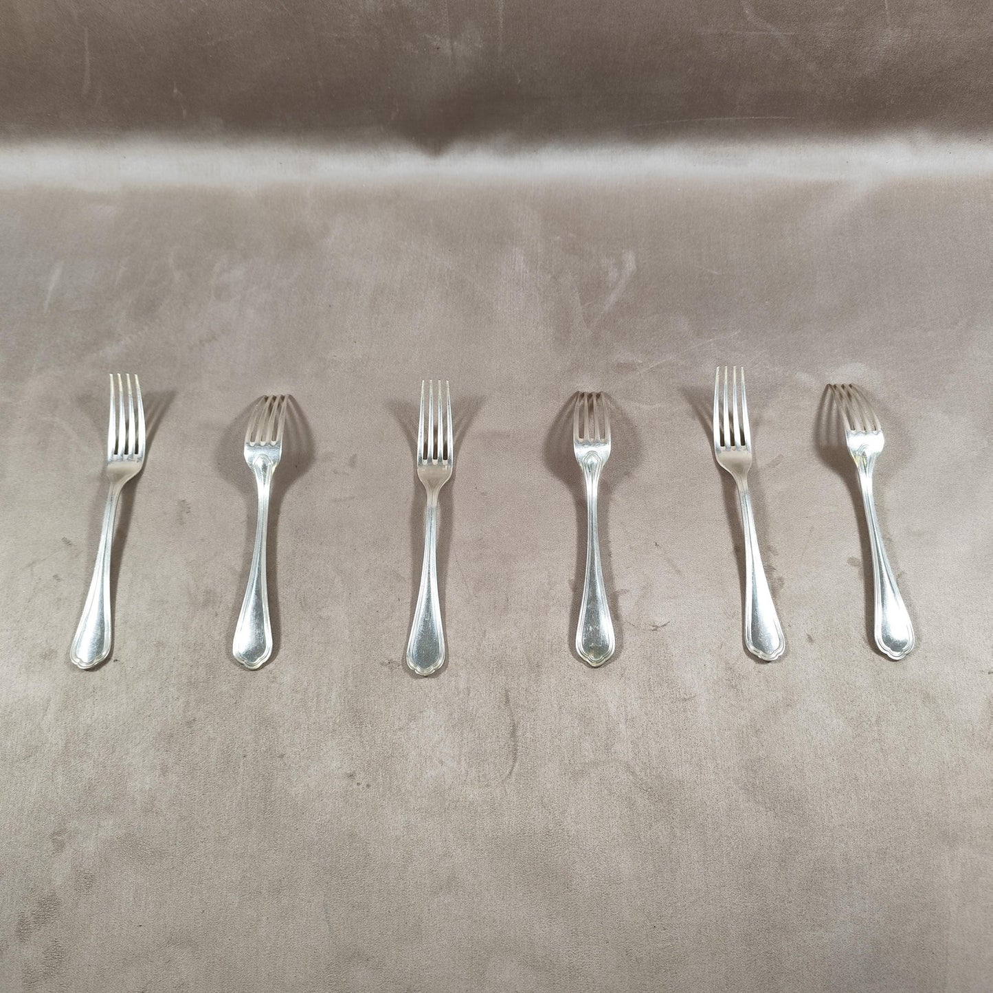 Lot de 6 Fourchette Christofle en métal argenté modèle uniplat Made in France Vintage 1980