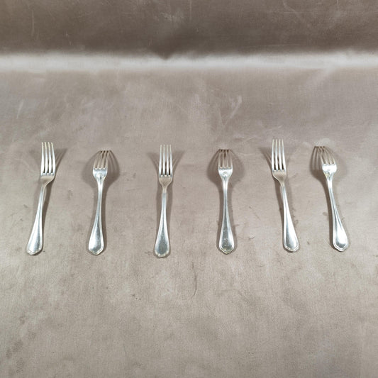 Lot de 6 Fourchette Christofle en métal argenté modèle uniplat Made in France Vintage 1980