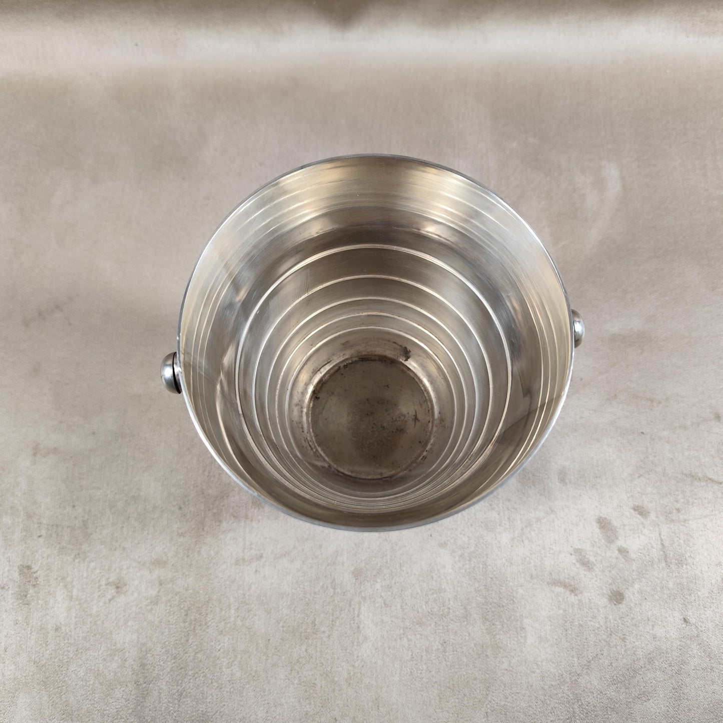 Seau à glaçon Art déco en métal argenté avec poinçon d'orfèvre Made in France Vintage 1950