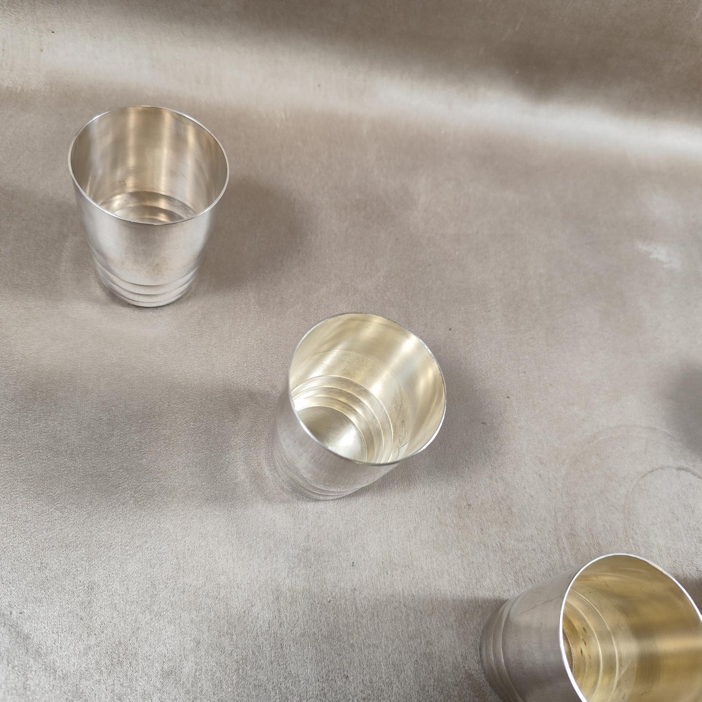 Lot de 6 verres à liqueurs en Métal Argenté avec Poinçon d'Orfèvre Made in France Vintage 1900