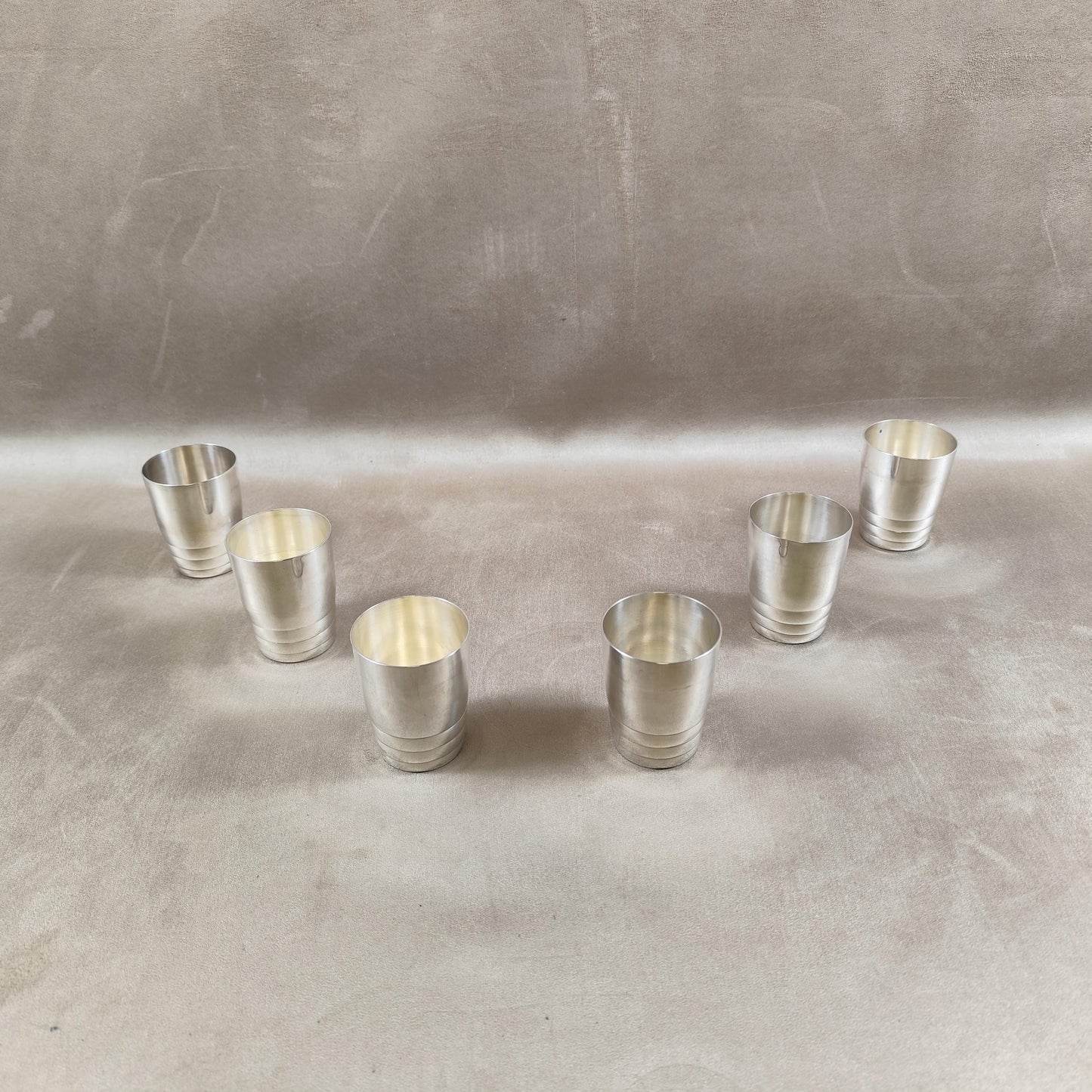 Lot de 6 verres à liqueurs en Métal Argenté avec Poinçon d'Orfèvre Made in France Vintage 1900