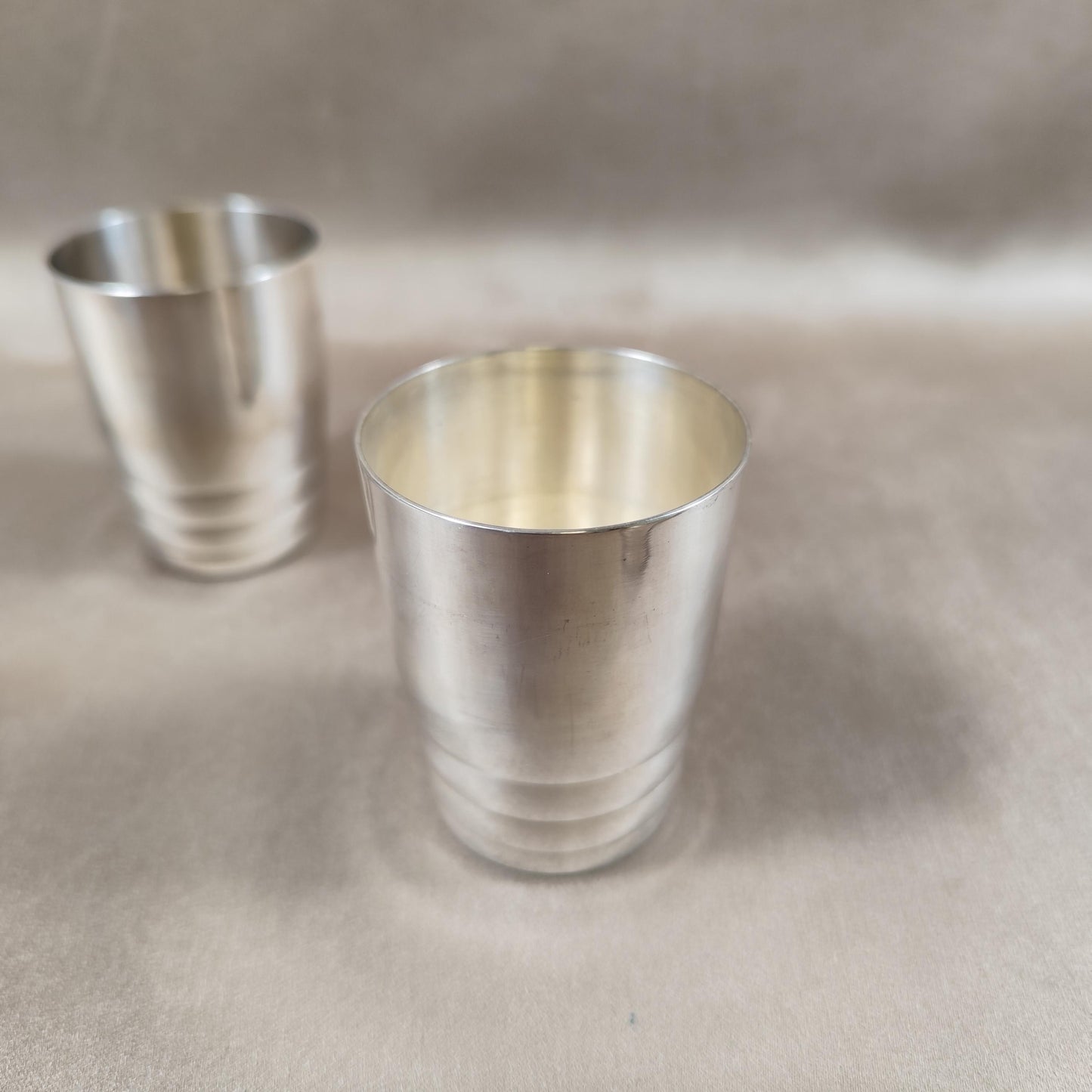 Lot de 6 verres à liqueurs en Métal Argenté avec Poinçon d'Orfèvre Made in France Vintage 1900