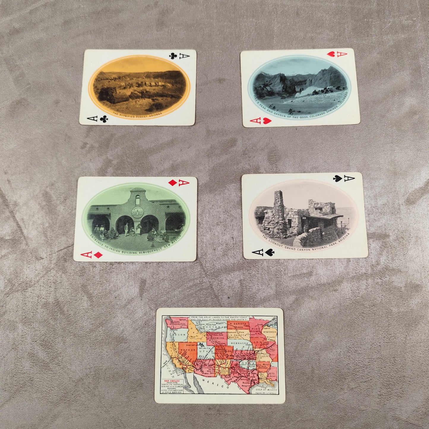 Jeu de 52 cartes Souvenir Sud Ouest des Etats Unis Made in USA Vintage 1960