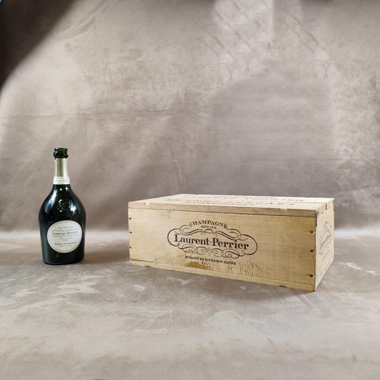 Caisse en Bois pour Bouteilles de Champagne Laurent Perrier Made in France Vintage 1980