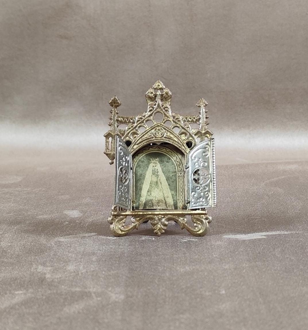 Cadre photo icone orthodoxe en métal Made in France Vintage 1900