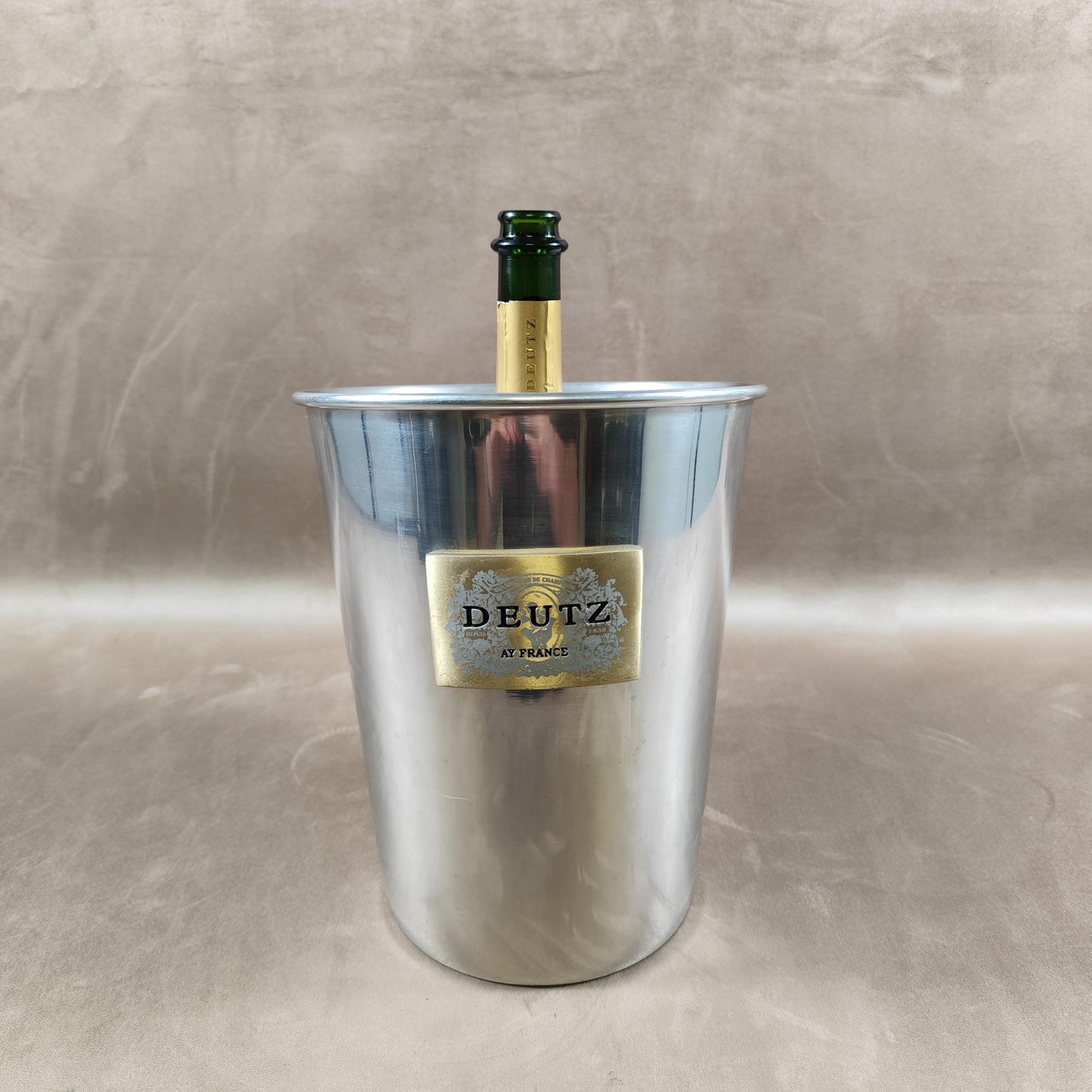 Seau à champagne DEUTZ en inox | Seau publicitaire vintage bistrot | Made in France | Années 1980