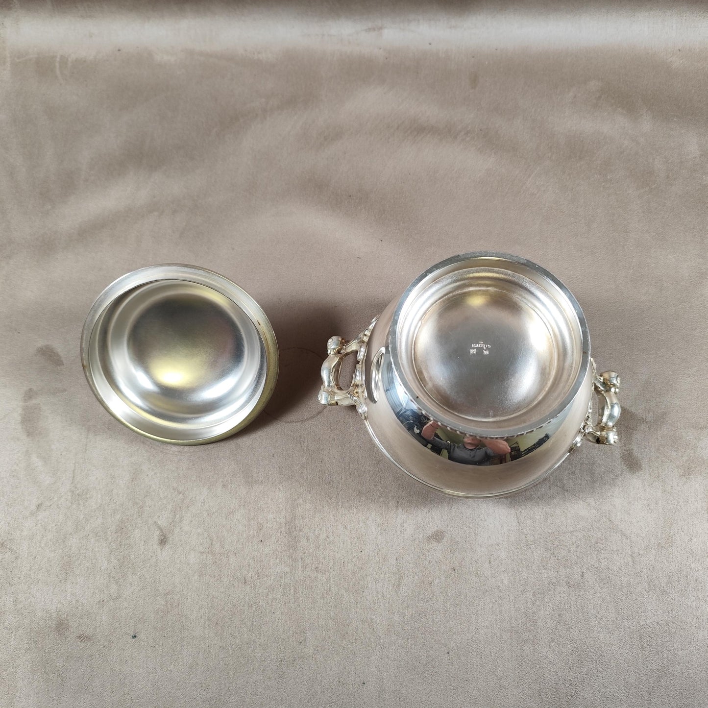 Sucrier Ercuis en métal argenté avec poinçon d'orfèvre Made in France Vintage 1960