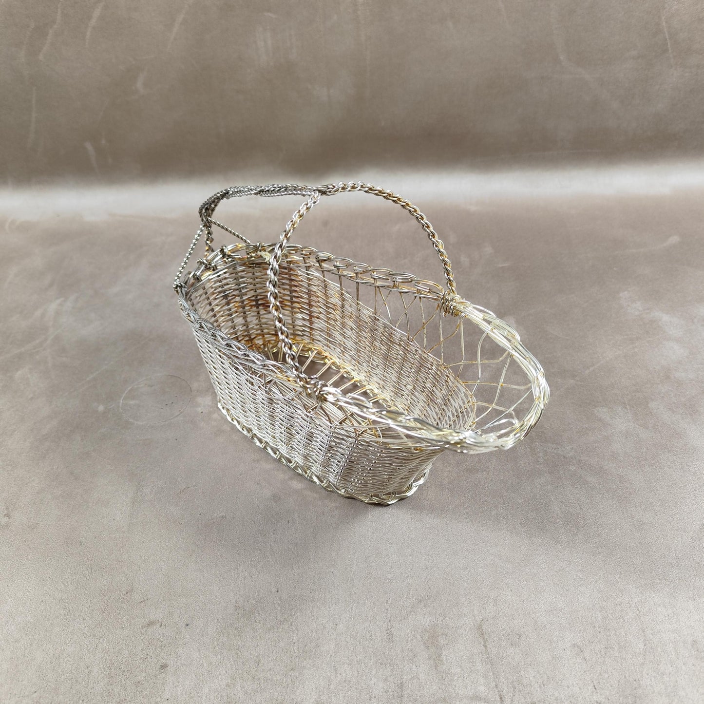 Panier Porte Bouteille en Métal Argenté Made in France Vintage 1900