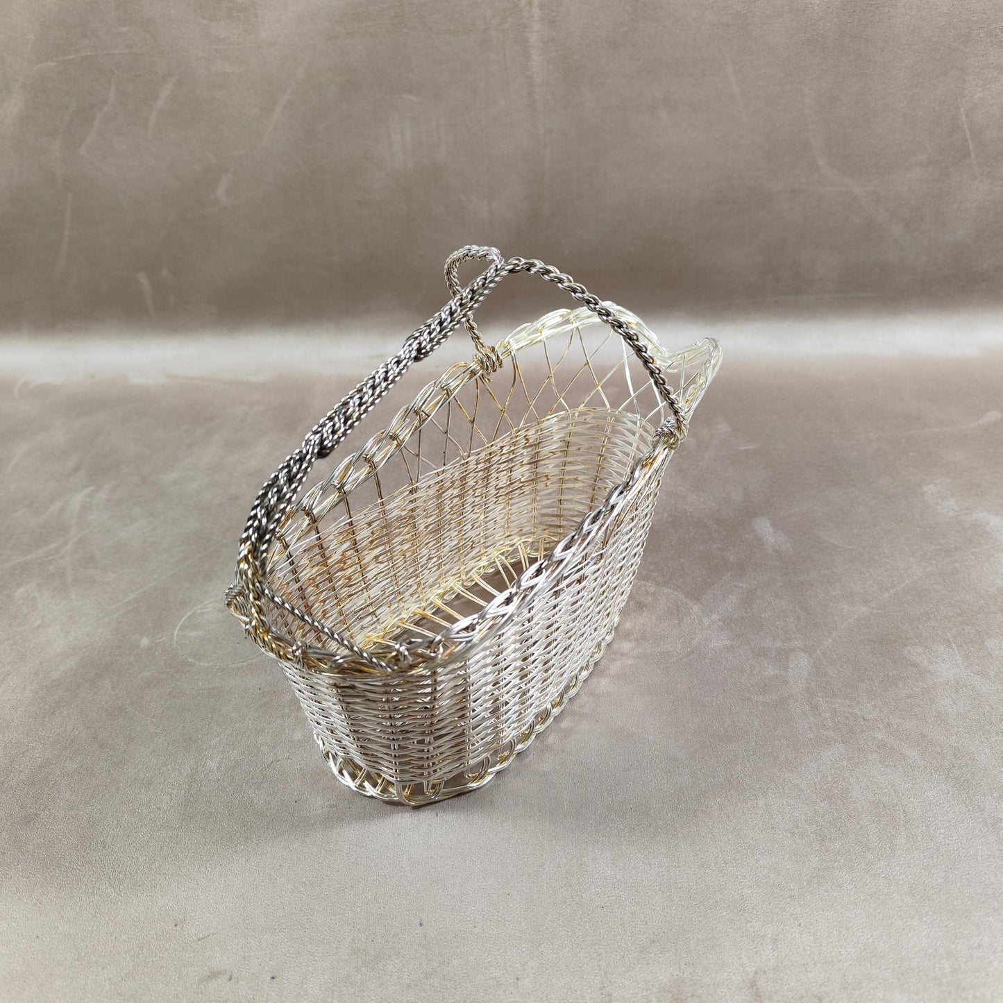 Panier Porte Bouteille en Métal Argenté Made in France Vintage 1900