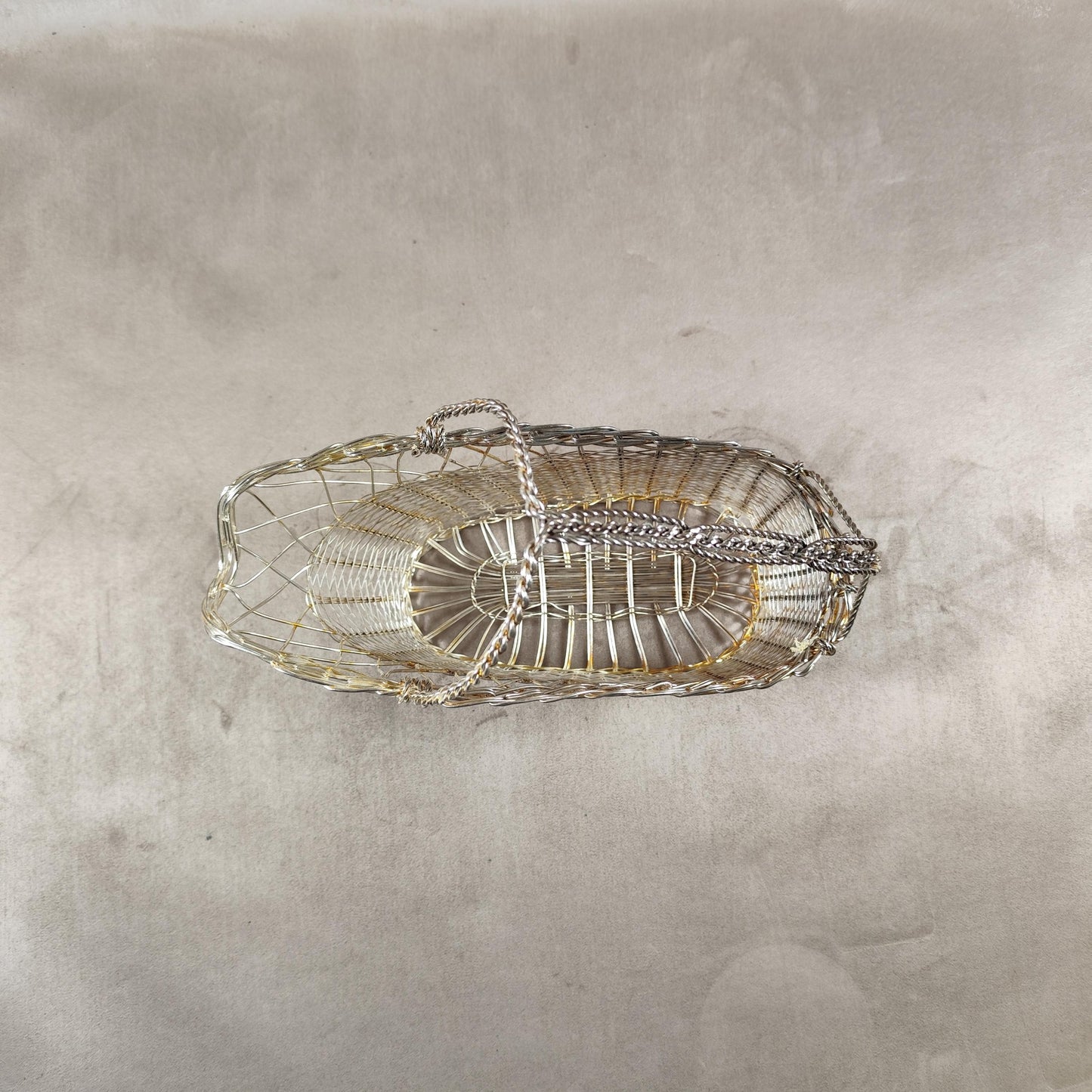 Panier Porte Bouteille en Métal Argenté Made in France Vintage 1900