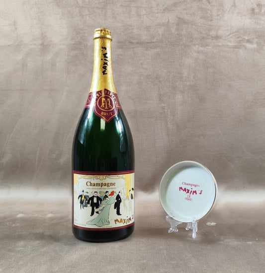 Cendrier Publicitaire MAXIMS DE PARIS  Porcelaine Blanche Bord Doré Vintage Made in France 1980