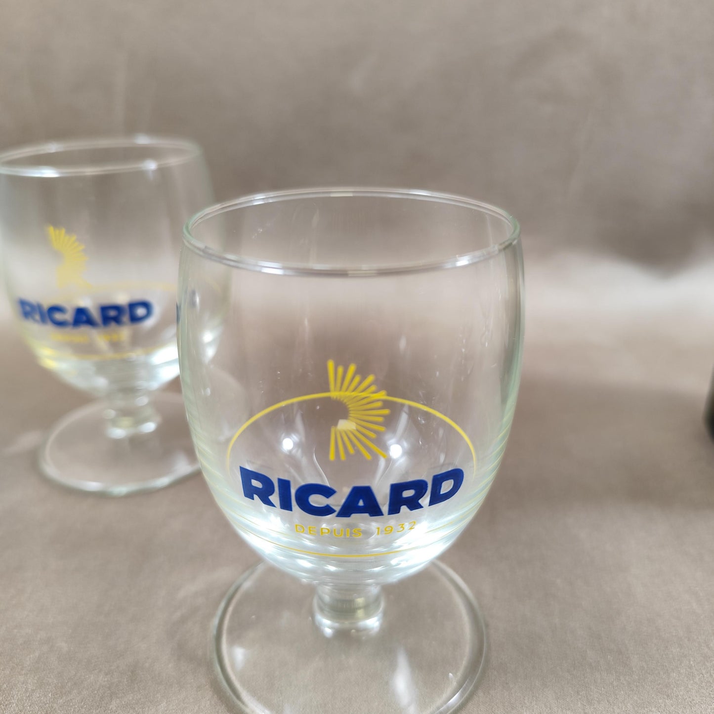 Lot de 6 verres ballon Ricard vintage | Verres à pastis bistrot du Sud | Collection apéritif rétro | Made in France années 90