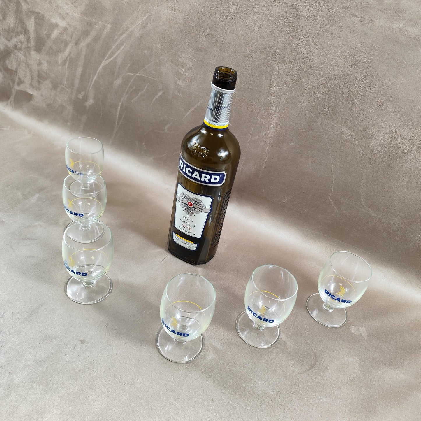 Lot de 6 verres ballon Ricard vintage | Verres à pastis bistrot du Sud | Collection apéritif rétro | Made in France années 90