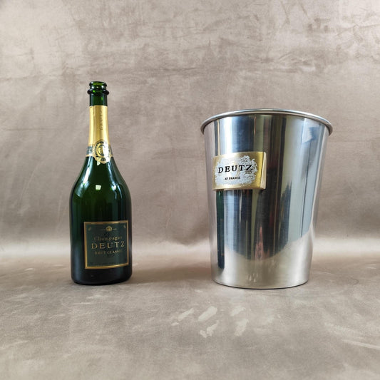 Seau à champagne DEUTZ en inox | Seau publicitaire vintage bistrot | Made in France | Années 1980