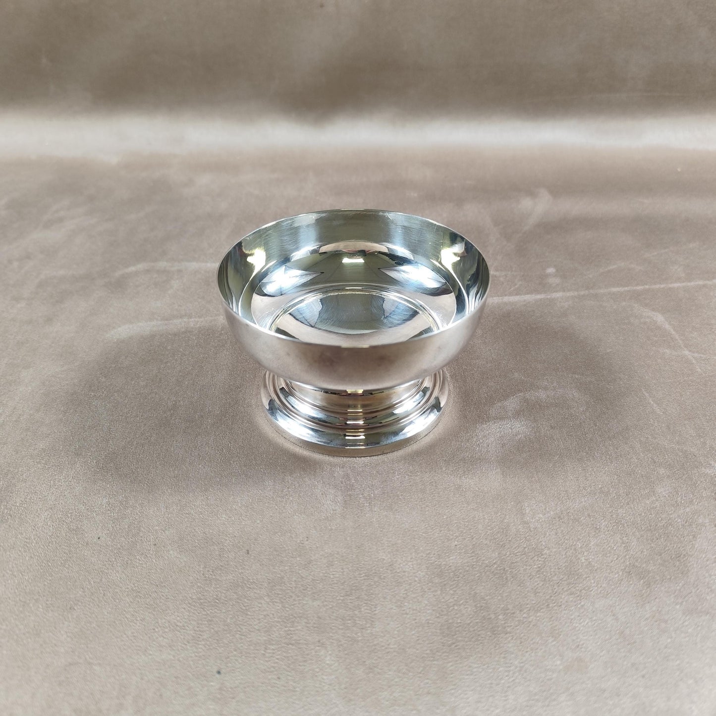 Coupe à glace ERCUIS en métal argenté Petit bol sur pied Art de la table vintage Coupe dessert argentée France années 1950